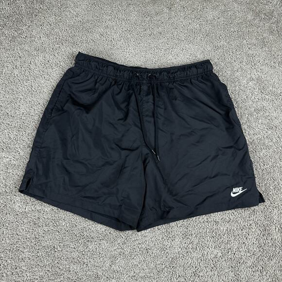 Nike Club Shorts Mens Large Woven Flow Shorts Lined Drawstring Black White - Picture 2 of 12
